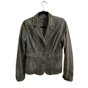 ELIE TAHARI grey suede jacket